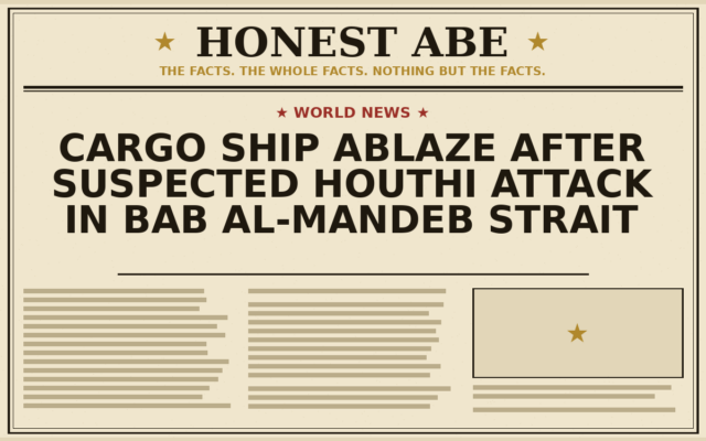 Cargo Ship Ablaze After Suspected Houthi Attack in Bab al-Mandeb Strait