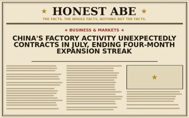 China’s Factory Activity Unexpectedly Contracts in July, Ending Four-Month Expansion Streak