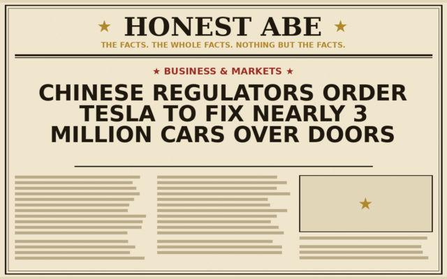 Chinese Regulators Order Tesla to Fix Nearly 3 Million Cars Over Doors