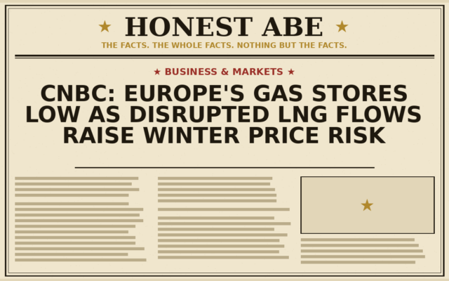 CNBC: Europe’s Gas Stores Low as Disrupted LNG Flows Raise Winter Price Risk