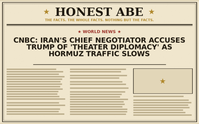 CNBC: Iran’s Chief Negotiator Accuses Trump of ‘Theater Diplomacy’ as Hormuz Traffic Slows