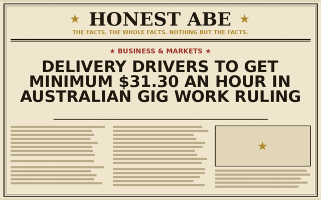 Delivery Drivers to Get Minimum $31.30 an Hour in Australian Gig Work Ruling