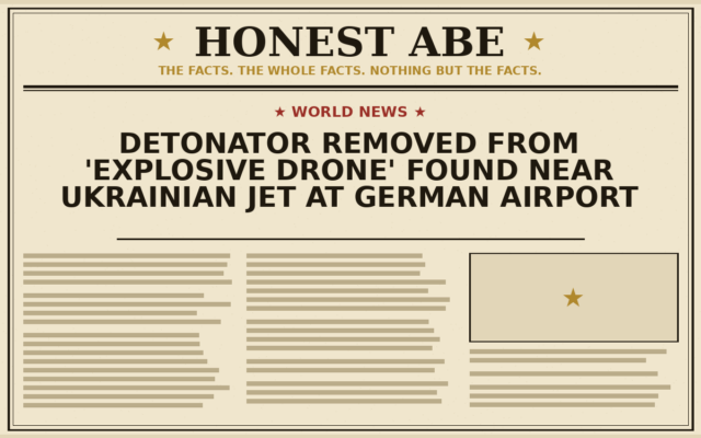 Detonator Removed From ‘Explosive Drone’ Found Near Ukrainian Jet at German Airport