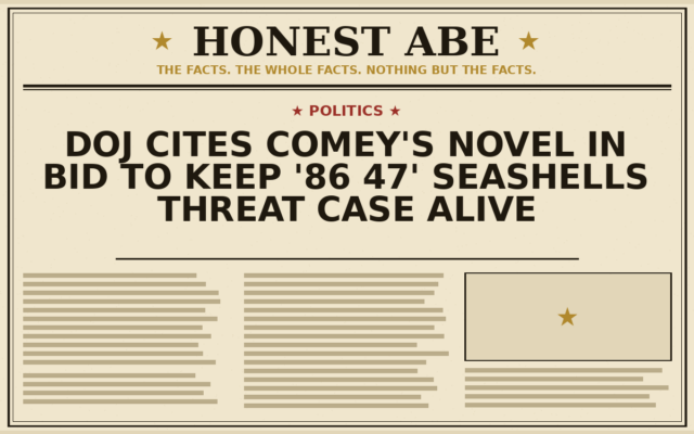 DOJ Cites Comey’s Novel in Bid to Keep ’86 47′ Seashells Threat Case Alive