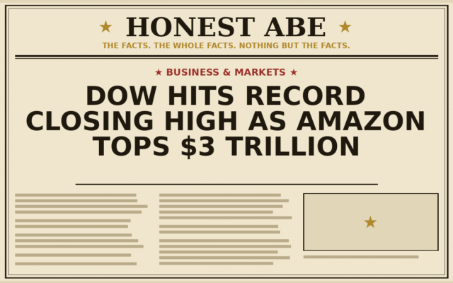 Dow Hits Record Closing High as Amazon Tops $3 Trillion