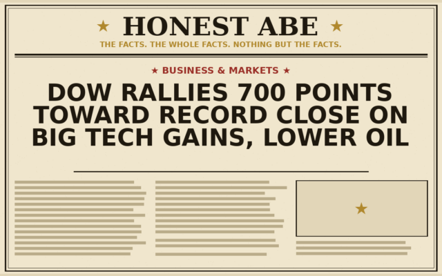 Dow Rallies 700 Points Toward Record Close on Big Tech Gains, Lower Oil
