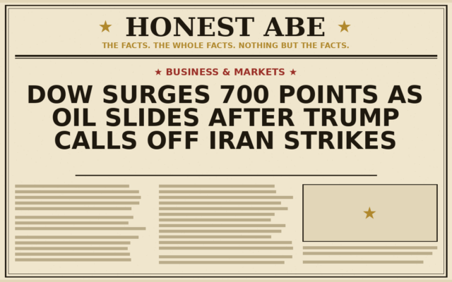 Dow Surges 700 Points as Oil Slides After Trump Calls Off Iran Strikes