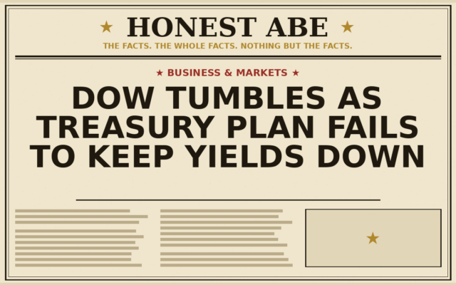 Dow Tumbles as Treasury Plan Fails to Keep Yields Down