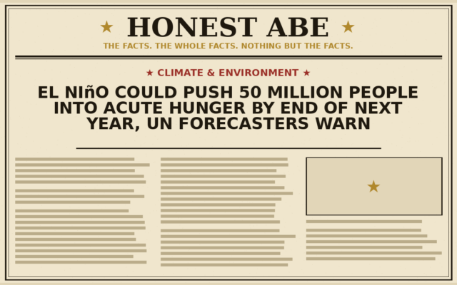 El Niño Could Push 50 Million People Into Acute Hunger by End of Next Year, UN Forecasters Warn