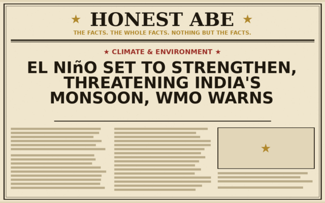 El Niño Set to Strengthen, Threatening India’s Monsoon, WMO Warns