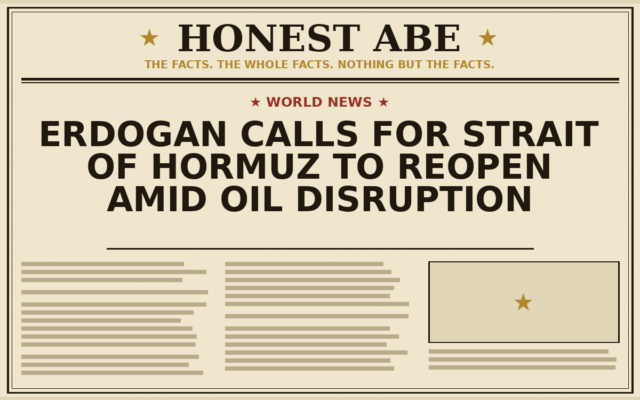Erdogan Calls for Strait of Hormuz to Reopen Amid Oil Disruption