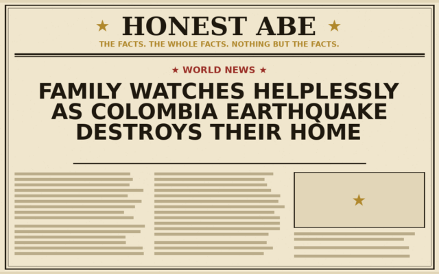 Family Watches Helplessly as Colombia Earthquake Destroys Their Home