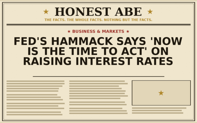 Fed’s Hammack Says ‘Now Is the Time to Act’ on Raising Interest Rates