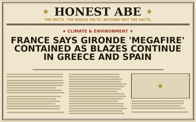France Says Gironde ‘Megafire’ Contained as Blazes Continue in Greece and Spain