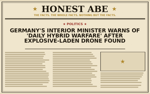 Germany’s Interior Minister Warns of ‘Daily Hybrid Warfare’ After Explosive-Laden Drone Found