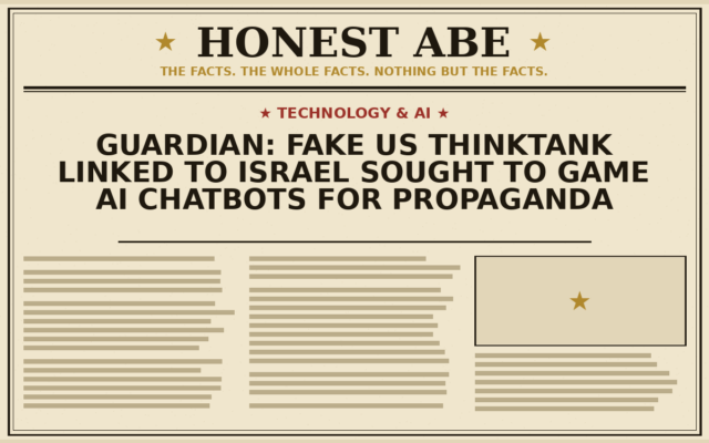 Guardian: Fake US Thinktank Linked to Israel Sought to Game AI Chatbots for Propaganda