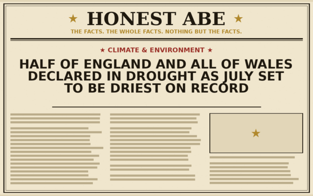 Half of England and All of Wales Declared in Drought as July Set to Be Driest on Record