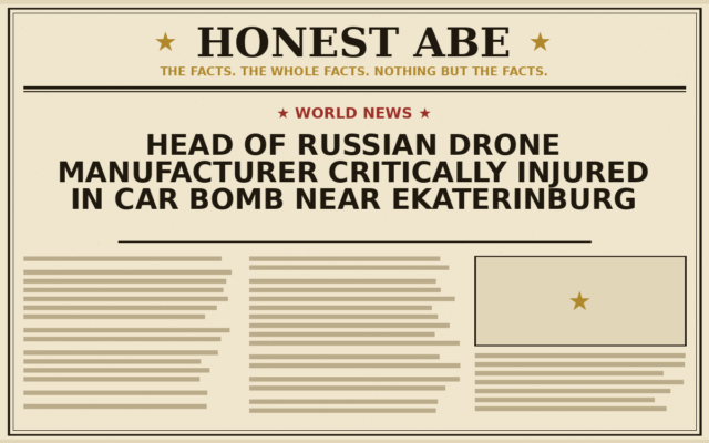 Head of Russian Drone Manufacturer Critically Injured in Car Bomb Near Ekaterinburg