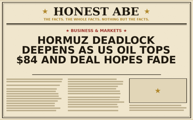 Hormuz Deadlock Deepens as US Oil Tops $84 and Deal Hopes Fade