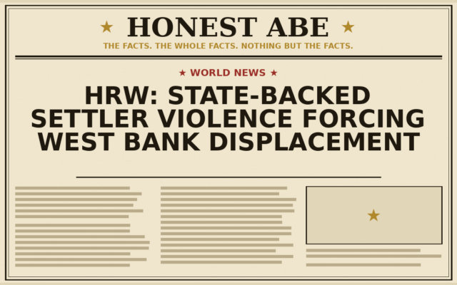 HRW: State-Backed Settler Violence Forcing West Bank Displacement