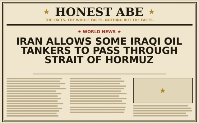 Iran Allows Some Iraqi Oil Tankers to Pass Through Strait of Hormuz
