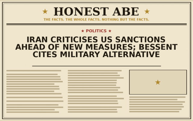 Iran Criticises US Sanctions Ahead of New Measures; Bessent Cites Military Alternative