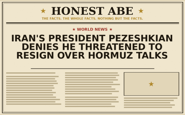 Iran’s President Pezeshkian Denies He Threatened to Resign Over Hormuz Talks