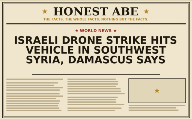 Israeli Drone Strike Hits Vehicle in Southwest Syria, Damascus Says
