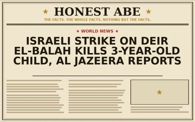Israeli Strike on Deir el-Balah Kills 3-Year-Old Child, Al Jazeera Reports