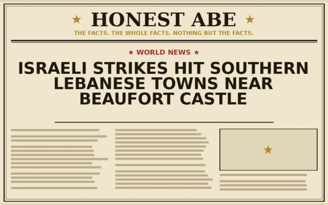 Israeli Strikes Hit Southern Lebanese Towns Near Beaufort Castle
