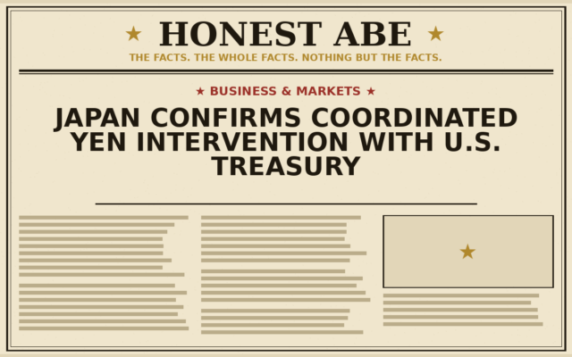 Japan Confirms Coordinated Yen Intervention With U.S. Treasury