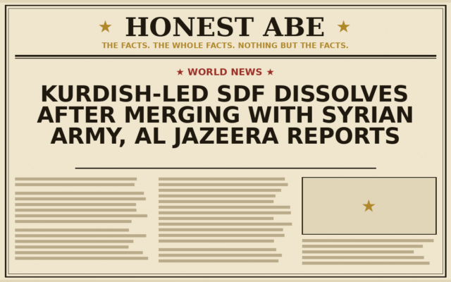 Kurdish-Led SDF Dissolves After Merging With Syrian Army, Al Jazeera Reports