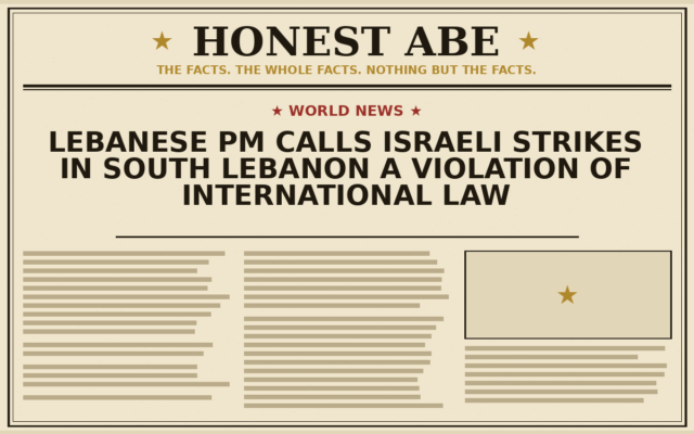 Lebanese PM Calls Israeli Strikes in South Lebanon a Violation of International Law