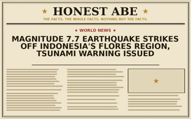 Magnitude 7.7 Earthquake Strikes Off Indonesia’s Flores Region, Tsunami Warning Issued