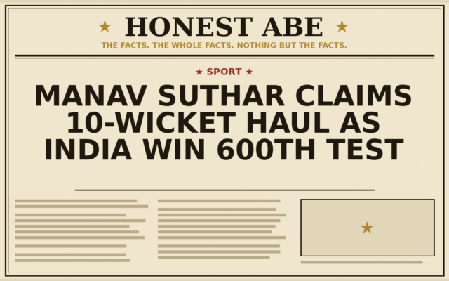 Manav Suthar Claims 10-Wicket Haul as India Win 600th Test