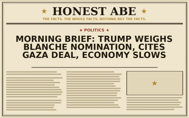 Morning Brief: Trump Weighs Blanche Nomination, Cites Gaza Deal, Economy Slows