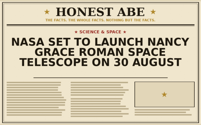 NASA Set to Launch Nancy Grace Roman Space Telescope on 30 August