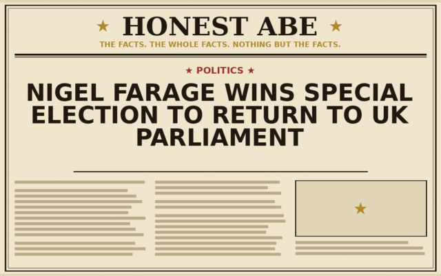Nigel Farage Wins Special Election to Return to UK Parliament