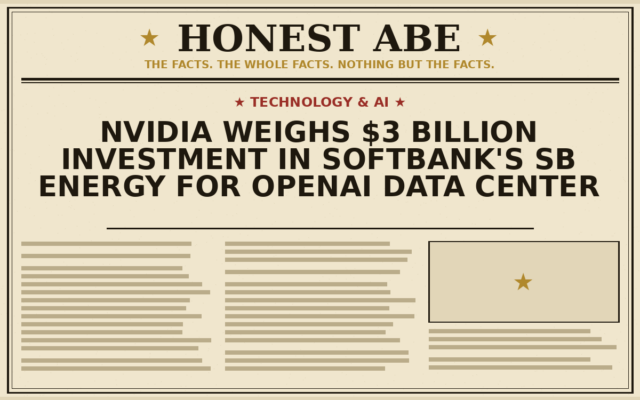 Nvidia Weighs $3 Billion Investment in SoftBank’s SB Energy for OpenAI Data Center