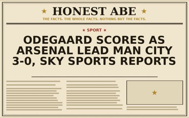 Odegaard Scores as Arsenal Lead Man City 3-0, Sky Sports Reports
