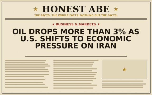 Oil Drops More Than 3% as U.S. Shifts to Economic Pressure on Iran