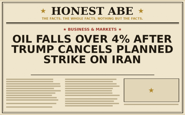 Oil Falls Over 4% After Trump Cancels Planned Strike on Iran