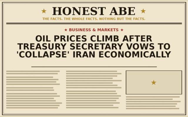 Oil Prices Climb After Treasury Secretary Vows to ‘Collapse’ Iran Economically