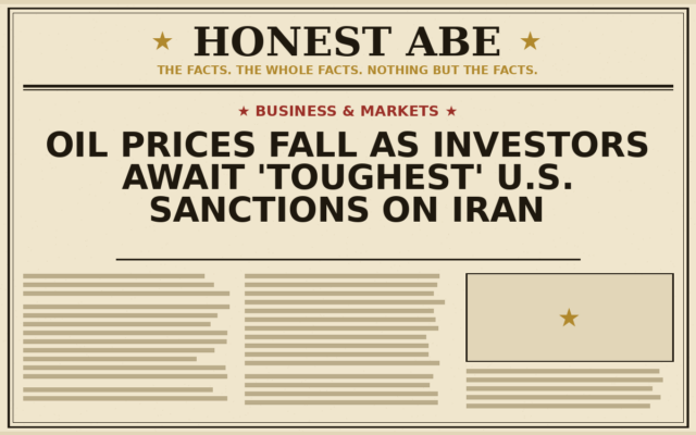 Oil Prices Fall as Investors Await ‘Toughest’ U.S. Sanctions on Iran