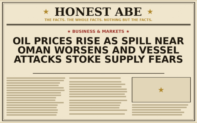Oil Prices Rise as Spill Near Oman Worsens and Vessel Attacks Stoke Supply Fears