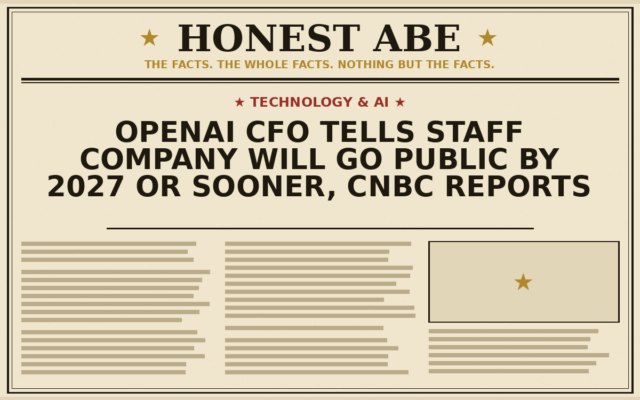 OpenAI CFO Tells Staff Company Will Go Public by 2027 or Sooner, CNBC Reports