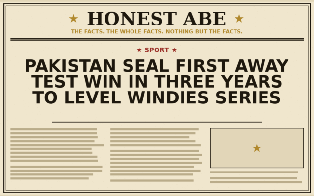 Pakistan Seal First Away Test Win in Three Years to Level Windies Series