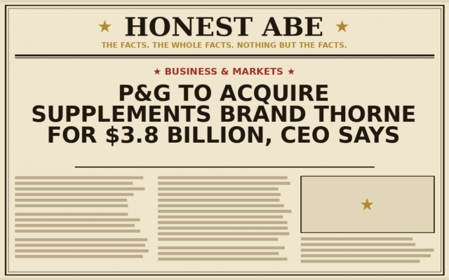 P&G to Acquire Supplements Brand Thorne for $3.8 Billion, CEO Says