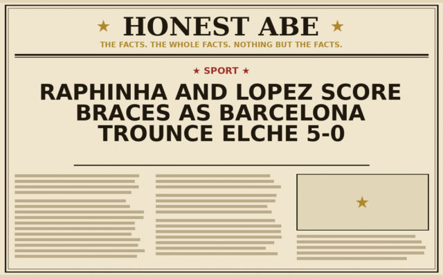 Raphinha and Lopez Score Braces as Barcelona Trounce Elche 5-0