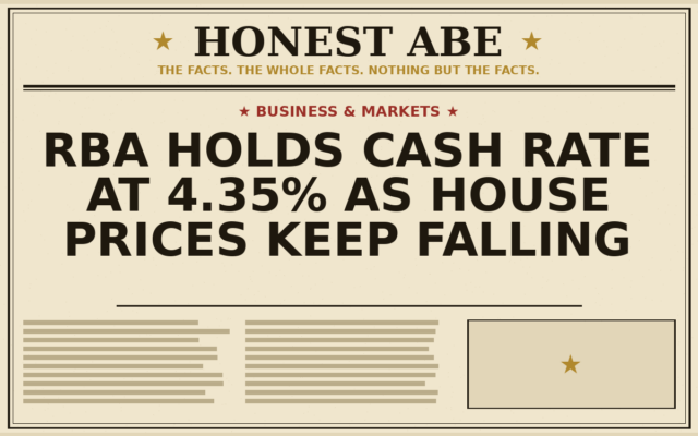 RBA Holds Cash Rate at 4.35% as House Prices Keep Falling
